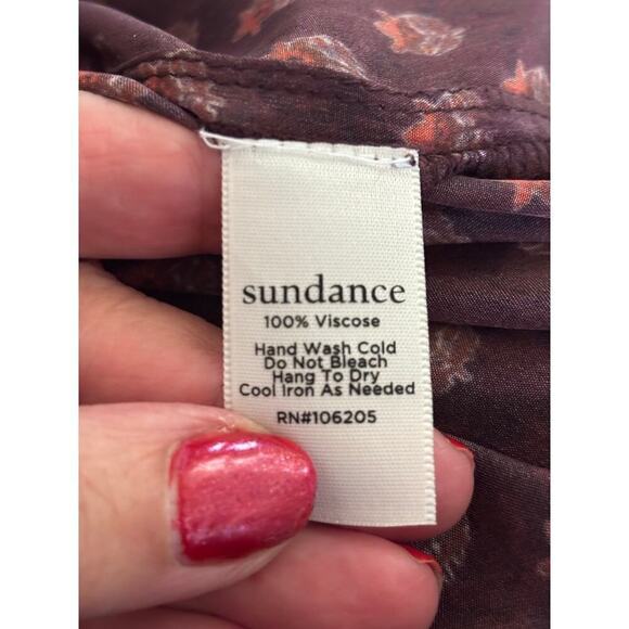 Sundance brown/orange silky dress, small, floral, flowy, bohemian, eclectic - Picture 7 of 7